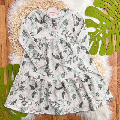 Vestido Manga Longa Folhagem - Verde